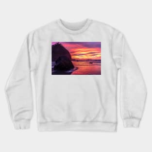 Vibrant sunset on rocky coast Crewneck Sweatshirt